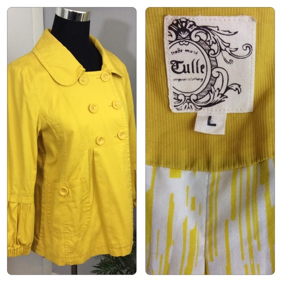 Anthropologie Jackets & Blazers - Anthropologie Yellow Corduroy Pea  Coat Jacket L